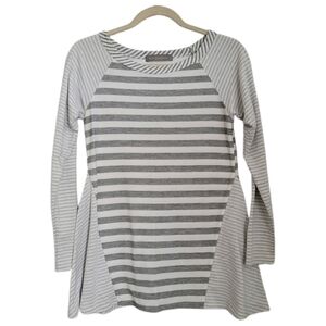 Finn & Clover Top Womens M Medium Gray Stripe Long Sleeve Knit